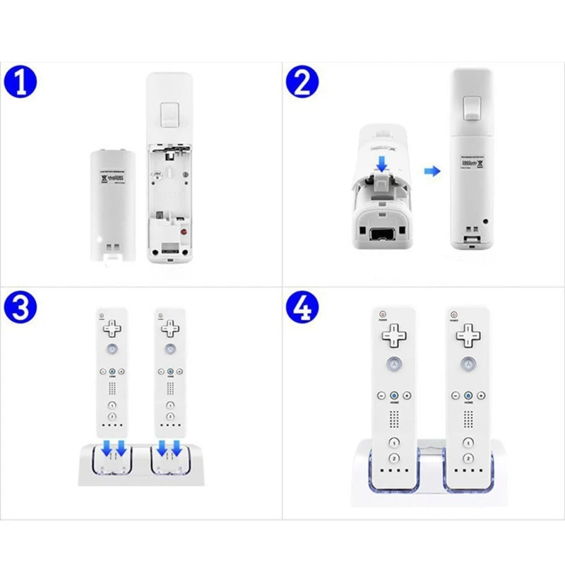 2-in-1 Charging Station for Wii U Wi Remote Controller, with 2 Rechargeable Battery Packs