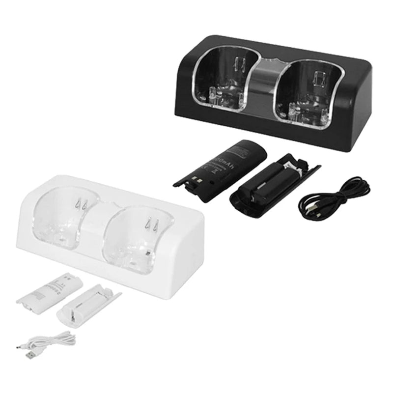 2-in-1 Charging Station for Wii U Wi Remote Controller, with 2 Rechargeable Battery Packs
