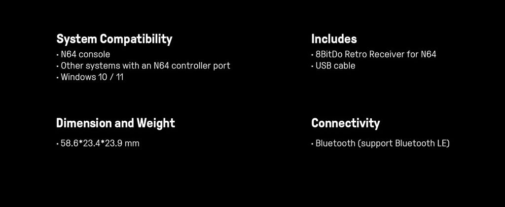 NY: 8 BitDo Retro - Trådløs Receiver til N64 / Windows
