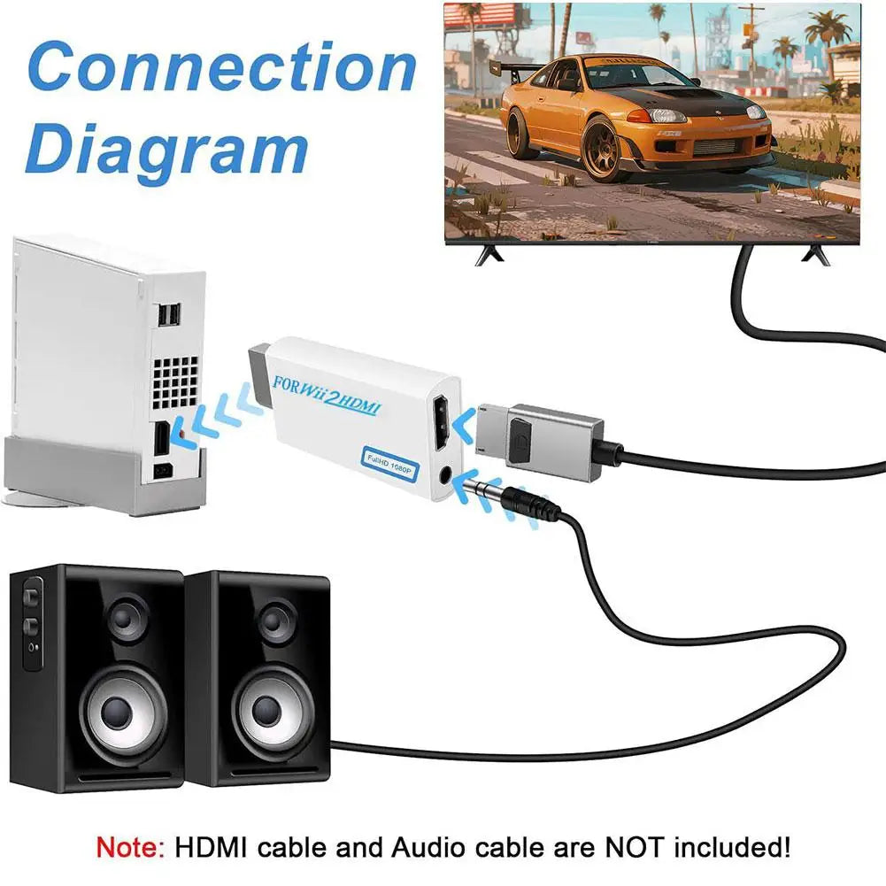 Wii to HDMI Adapter WII to Hdmi Converter Connect Wii Console to HDMI Display Monitor with 3.5mm Audio