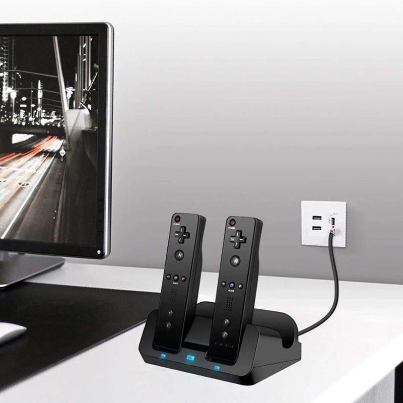 3 In 1 Charging Dock Station For Wii U Pad For WIIU Remote Controller Charge Base Stand With LED Indicator