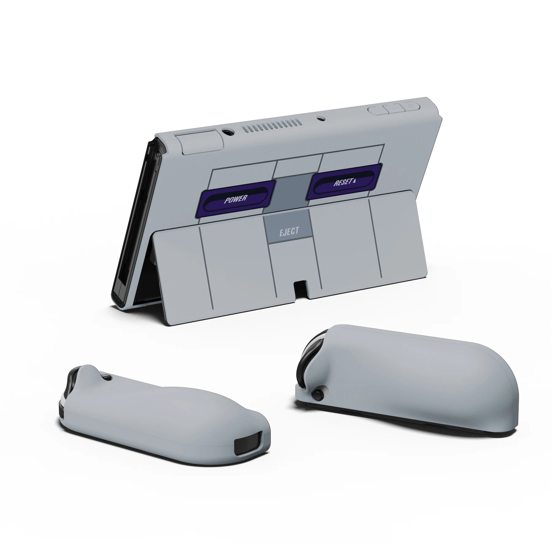 PlayVital AlterGrips Protective Slim Case Hard Shell for NS Switch OLED W/Thumb Grips & Button Caps - Classics SNES Style