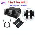 3 In 1 Charging Dock Station For Wii U Pad For WIIU Remote Controller Charge Base Stand With LED Indicator