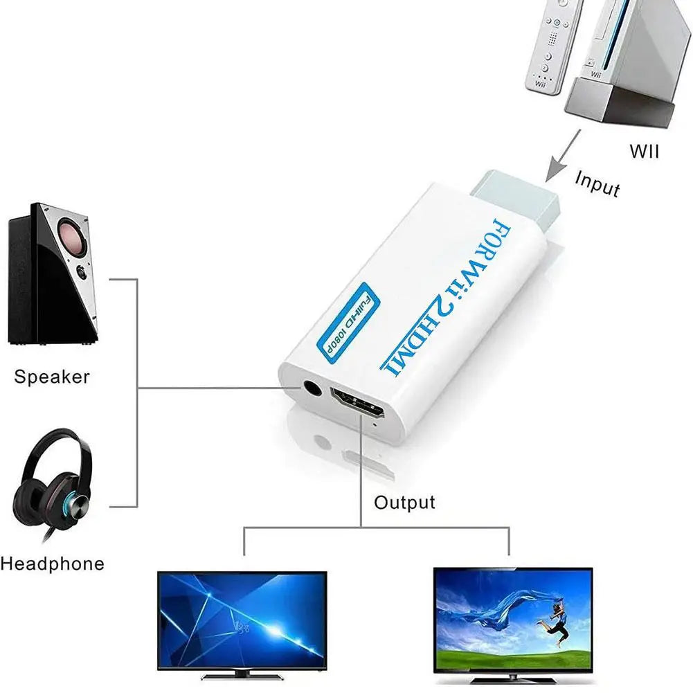 Wii to HDMI Adapter WII to Hdmi Converter Connect Wii Console to HDMI Display Monitor with 3.5mm Audio