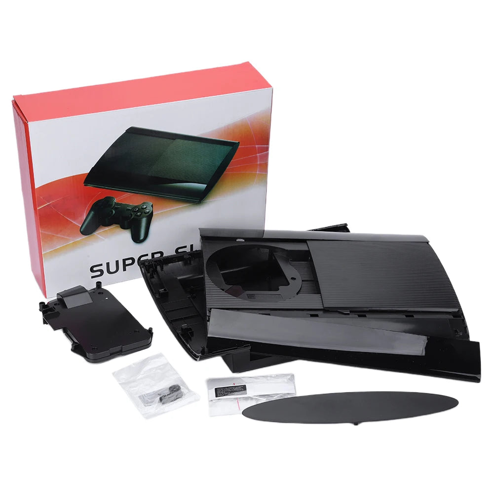 Complete Housing Shell Case Full Kit Game Console Case New Console Faceplate Cover Black with Screws for PS3 Super Slim 4K 4000