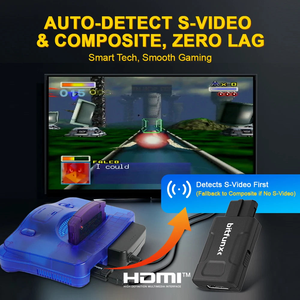 N64/SNES/NGC - NY: AV til HDMI adapter