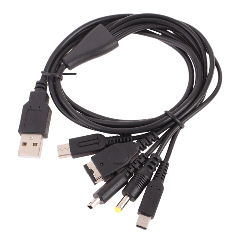 Ny: 5i1 USB Multi-Oplader 1.2M til - New 3DS XL, NDS Lite, NDSI, Wii U, GBA SP, PSP