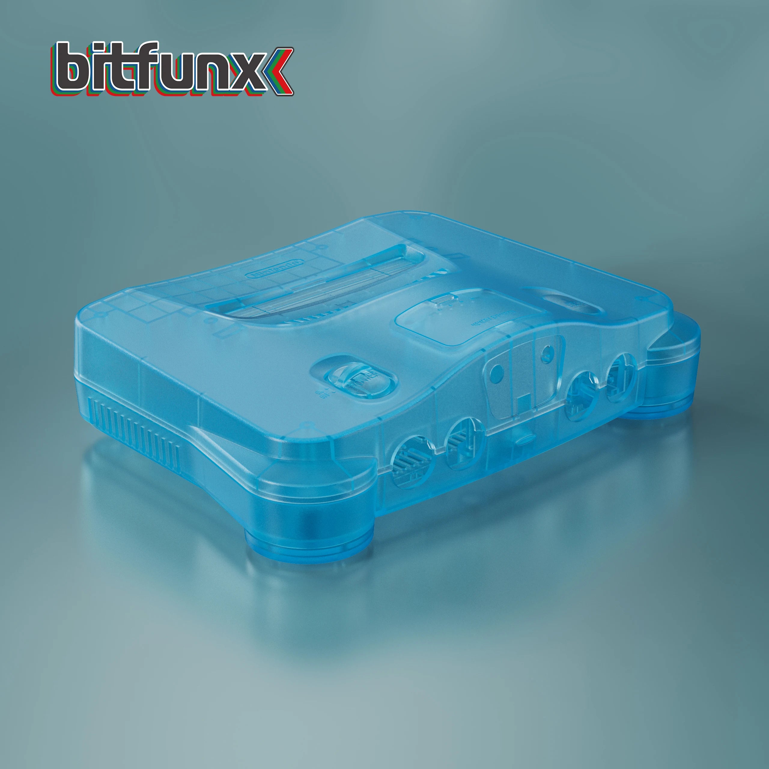 Bitfunx Transparent Ice Blue N64 Replacement Shell Protective Housing for Nintendo64 Retro Game Console All Version