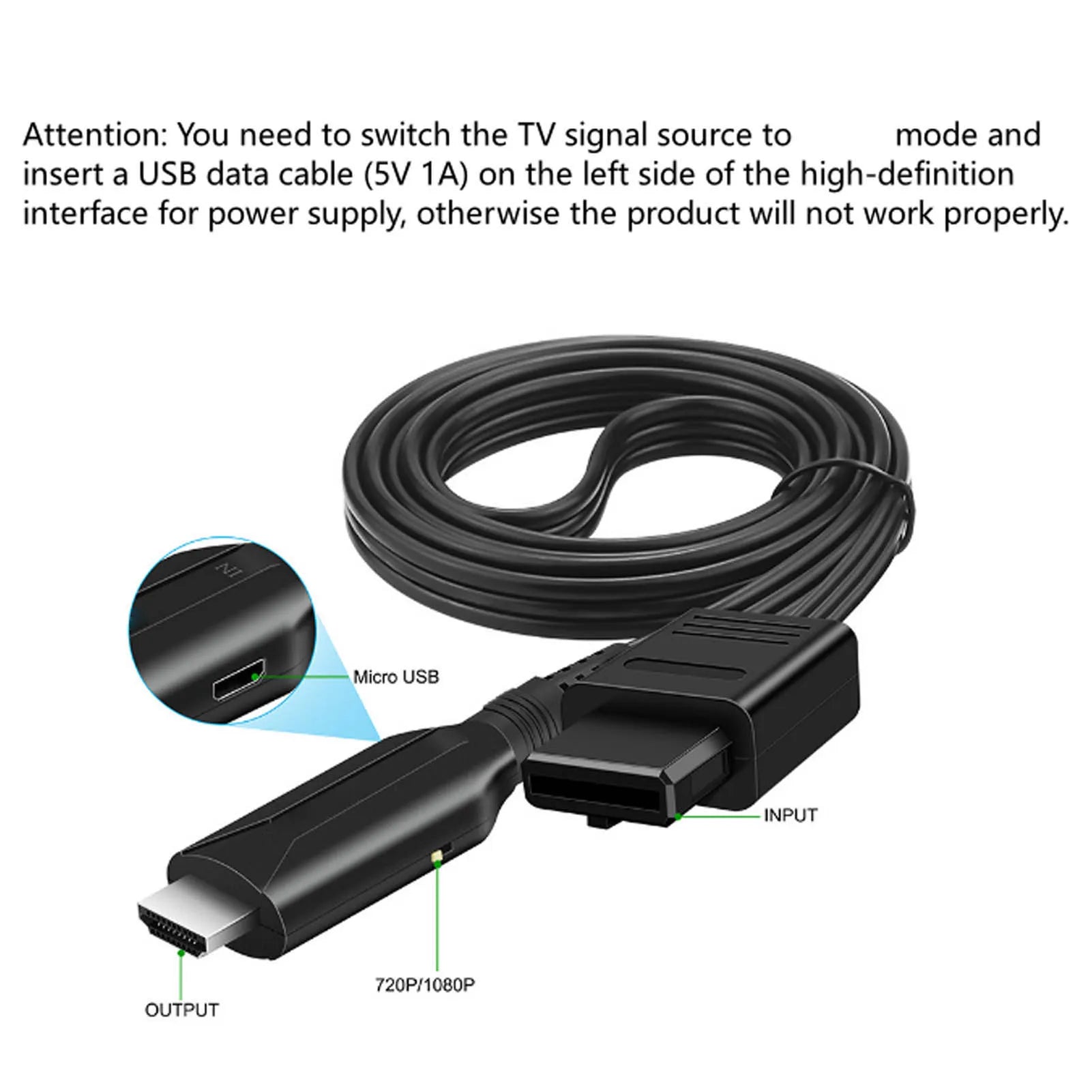 N64 SNES NGC to HDMI Converter 3 Display Modes 1080P Plug Play HD Video Adapter with Power Cord for Game Console TV