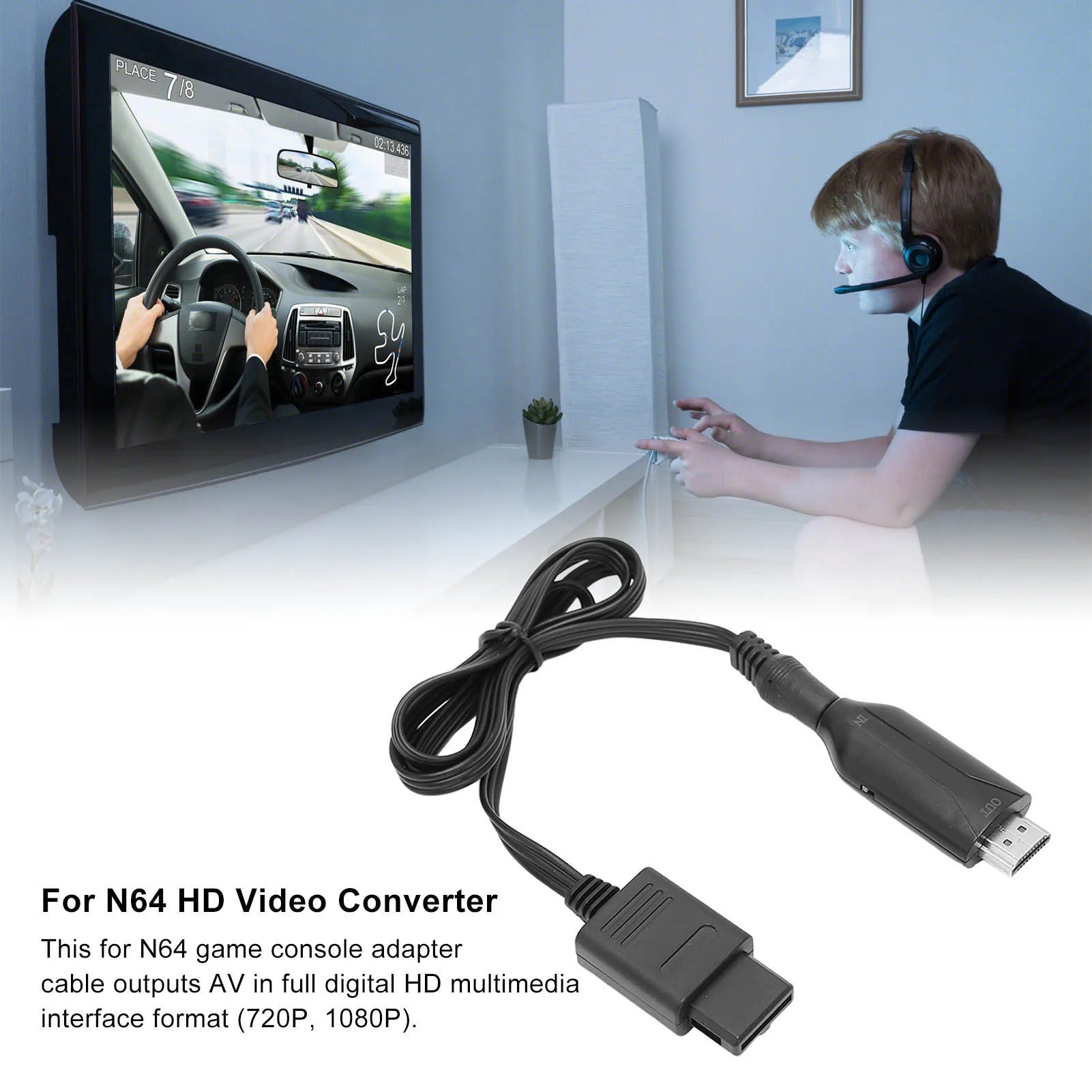 N64 SNES NGC to HDMI Converter 3 Display Modes 1080P Plug Play HD Video Adapter with Power Cord for Game Console TV