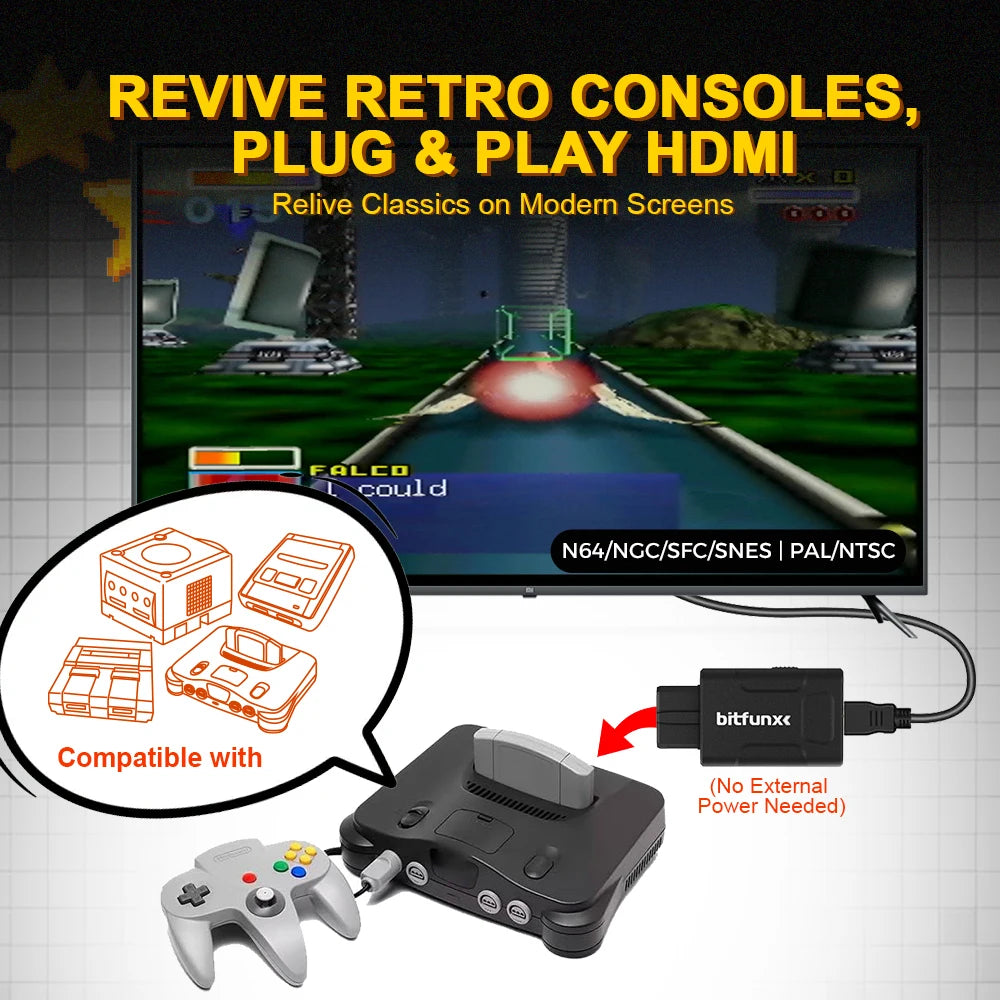 N64/SNES/NGC - NY: AV til HDMI adapter
