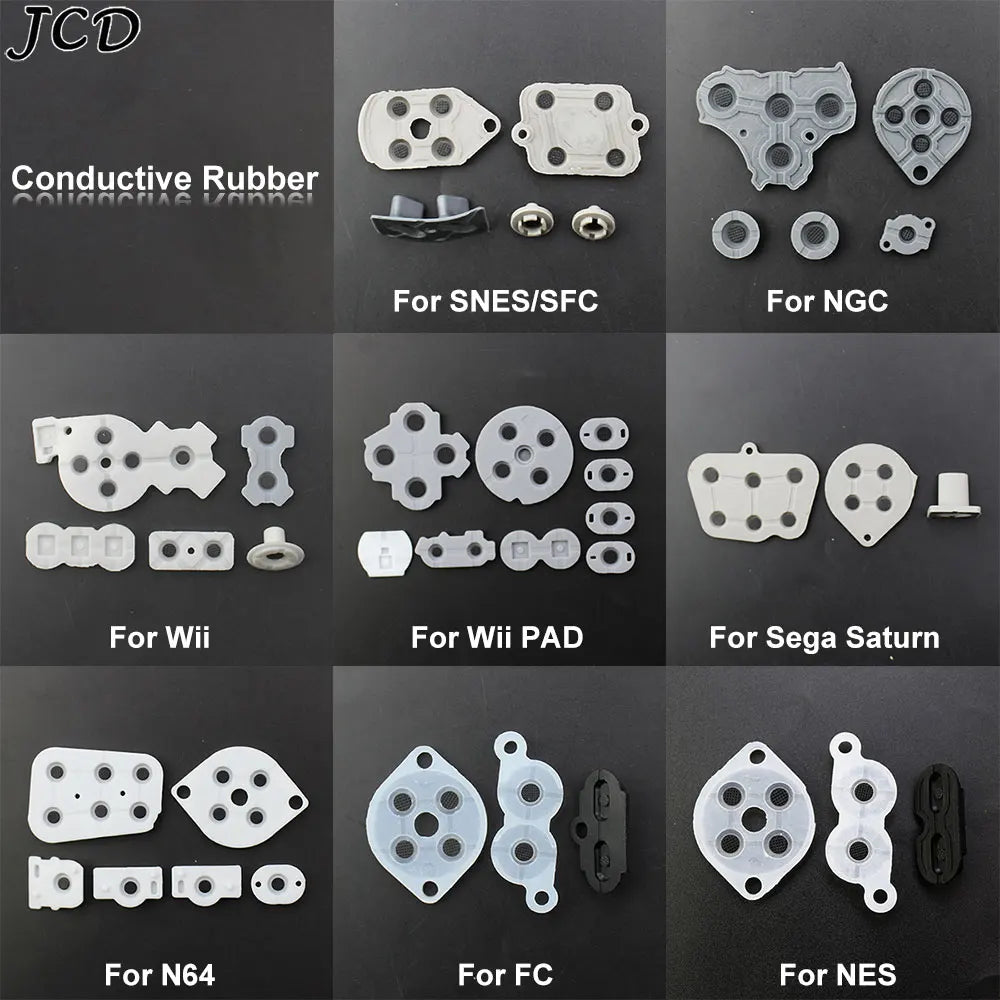 JCD 2set Rubber Conductive Buttons For NES/ FC /SNES / SFC /Wii PAD /N64/ NGC  /Sega Saturn Controller Silicone Pads Replacement