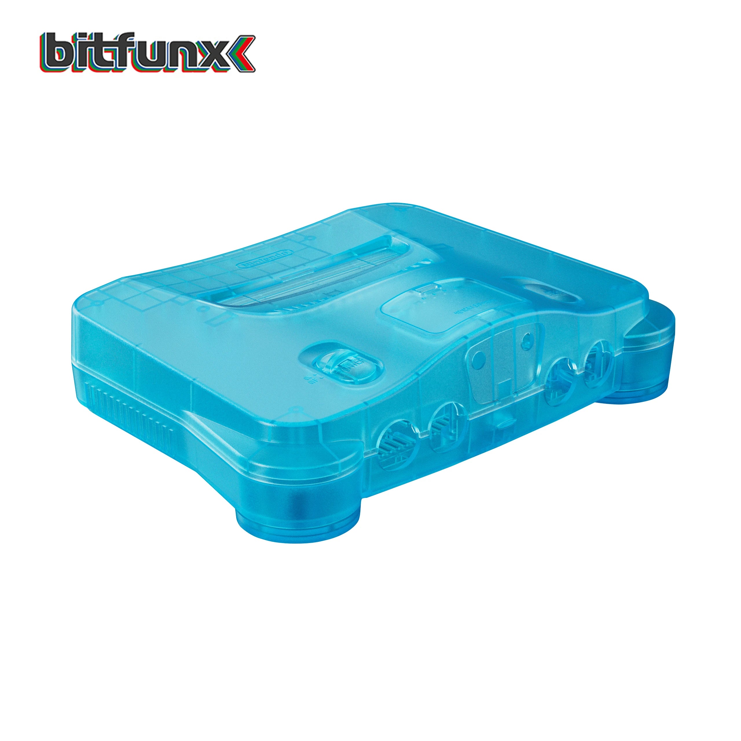 Bitfunx Transparent Ice Blue N64 Replacement Shell Protective Housing for Nintendo64 Retro Game Console All Version