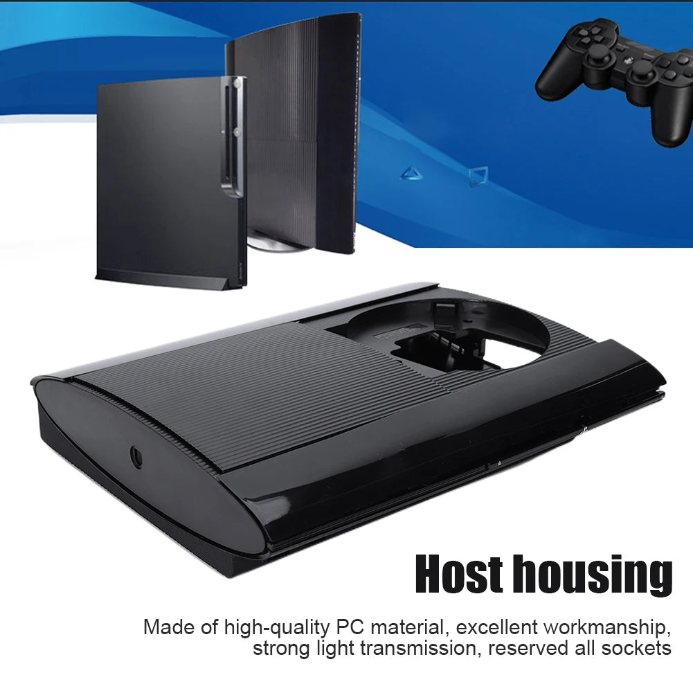 Complete Housing Shell Case Full Kit Game Console Case New Console Faceplate Cover Black with Screws for PS3 Super Slim 4K 4000