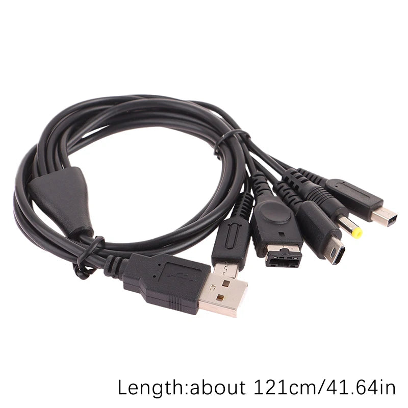 Ny: 5i1 USB Multi-Oplader 1.2M til - New 3DS XL, NDS Lite, NDSI, Wii U, GBA SP, PSP