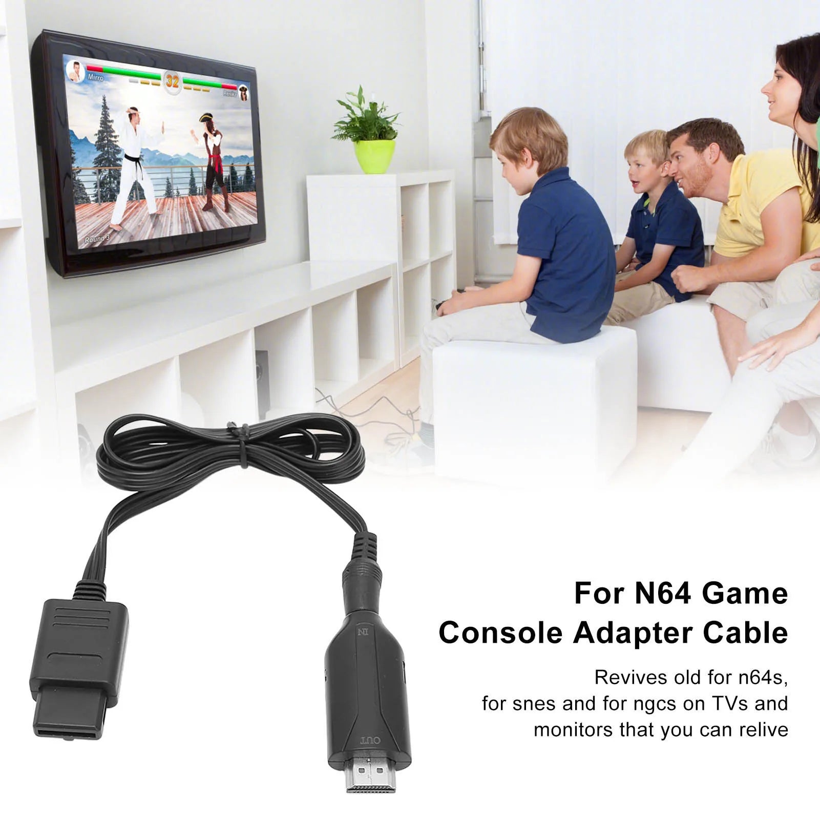 N64 SNES NGC to HDMI Converter 3 Display Modes 1080P Plug Play HD Video Adapter with Power Cord for Game Console TV
