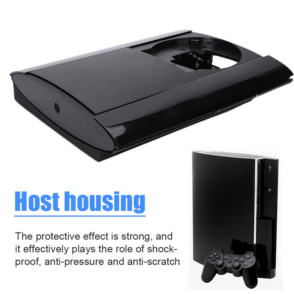 Complete Housing Shell Case Full Kit Game Console Case New Console Faceplate Cover Black with Screws for PS3 Super Slim 4K 4000