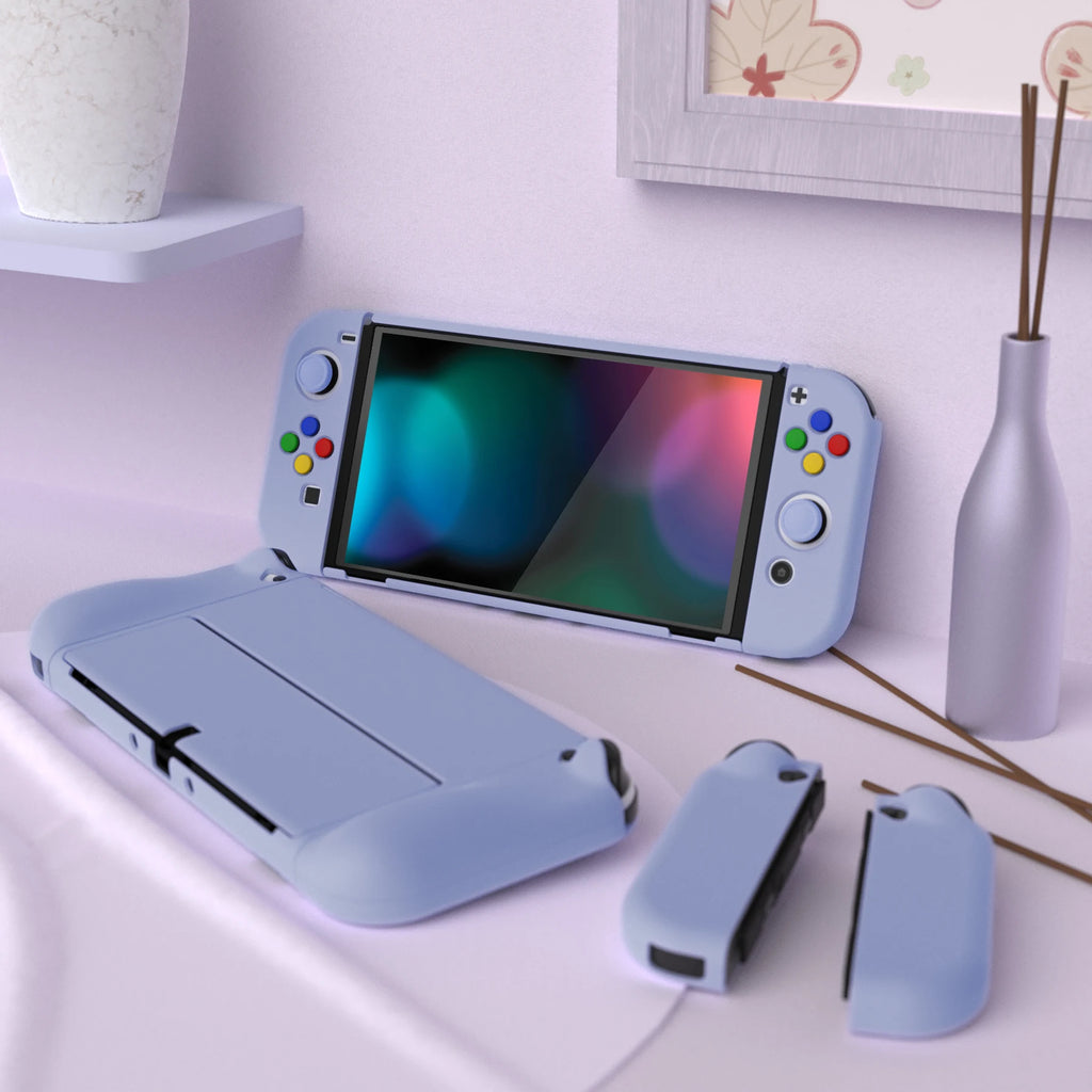 PlayVital AlterGrips Protective Slim Case Hard Shell for NS Switch OLED W/Thumb Grips & Button Caps - Classics SNES Style