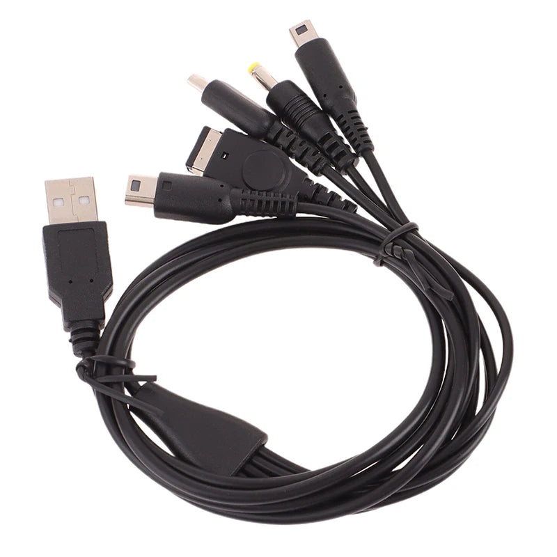 Ny: 5i1 USB Multi-Oplader 1.2M til - New 3DS XL, NDS Lite, NDSI, Wii U, GBA SP, PSP