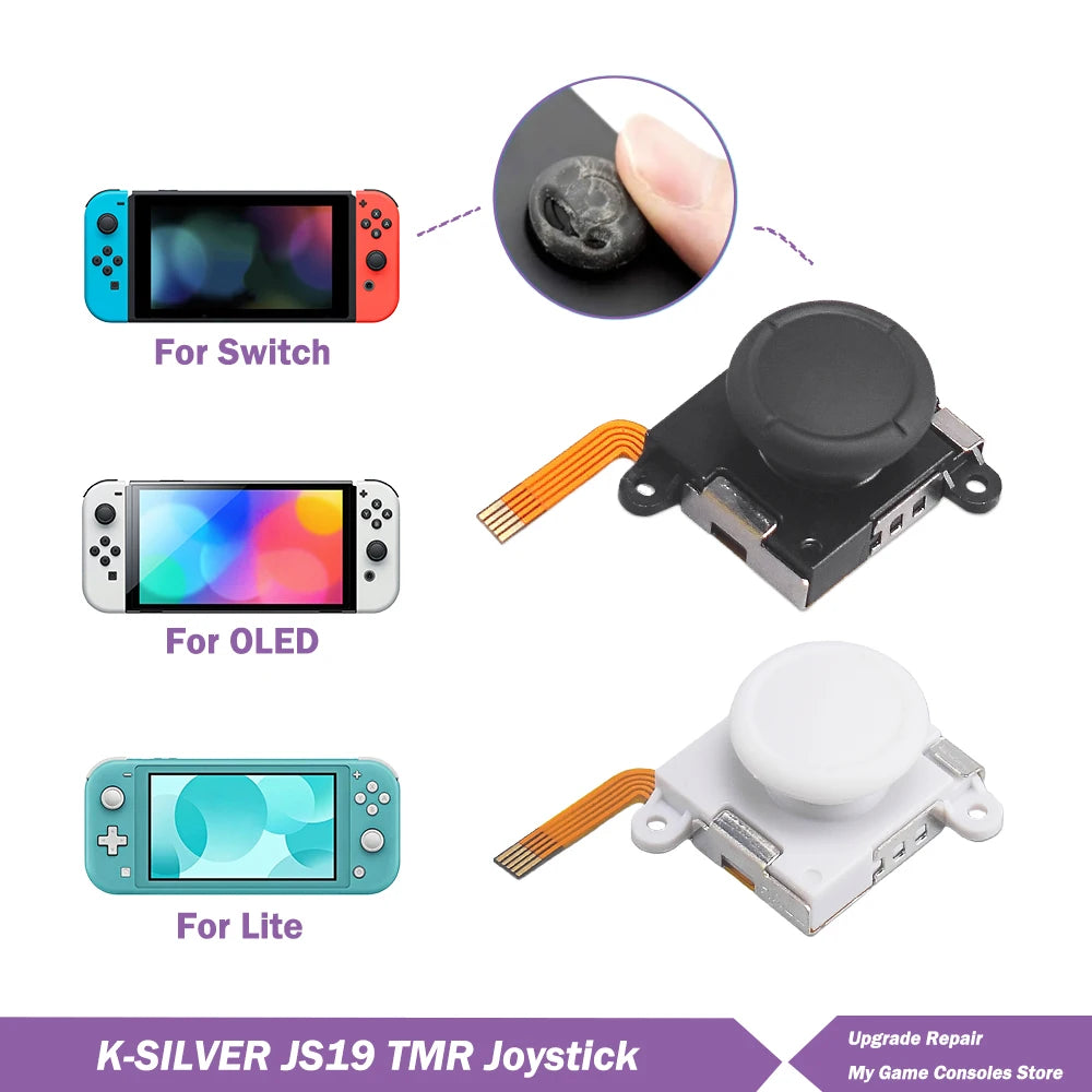 2/4/10pcs K-SILVER JS19 TMR Electromagnetic Joystick for Switch/NS OLED JoyCon NS Lite Replacement 3D Analog White ThumbStick