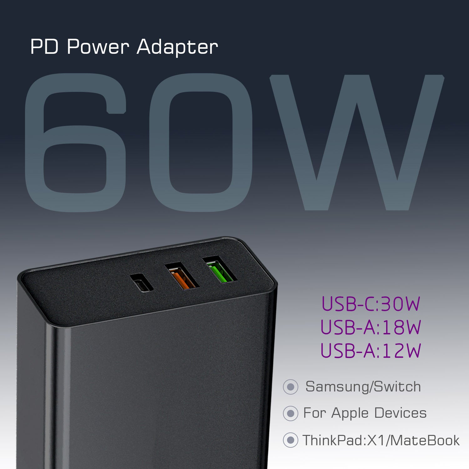 PD60W Multi-Port USB Charger for Nintendo Devices