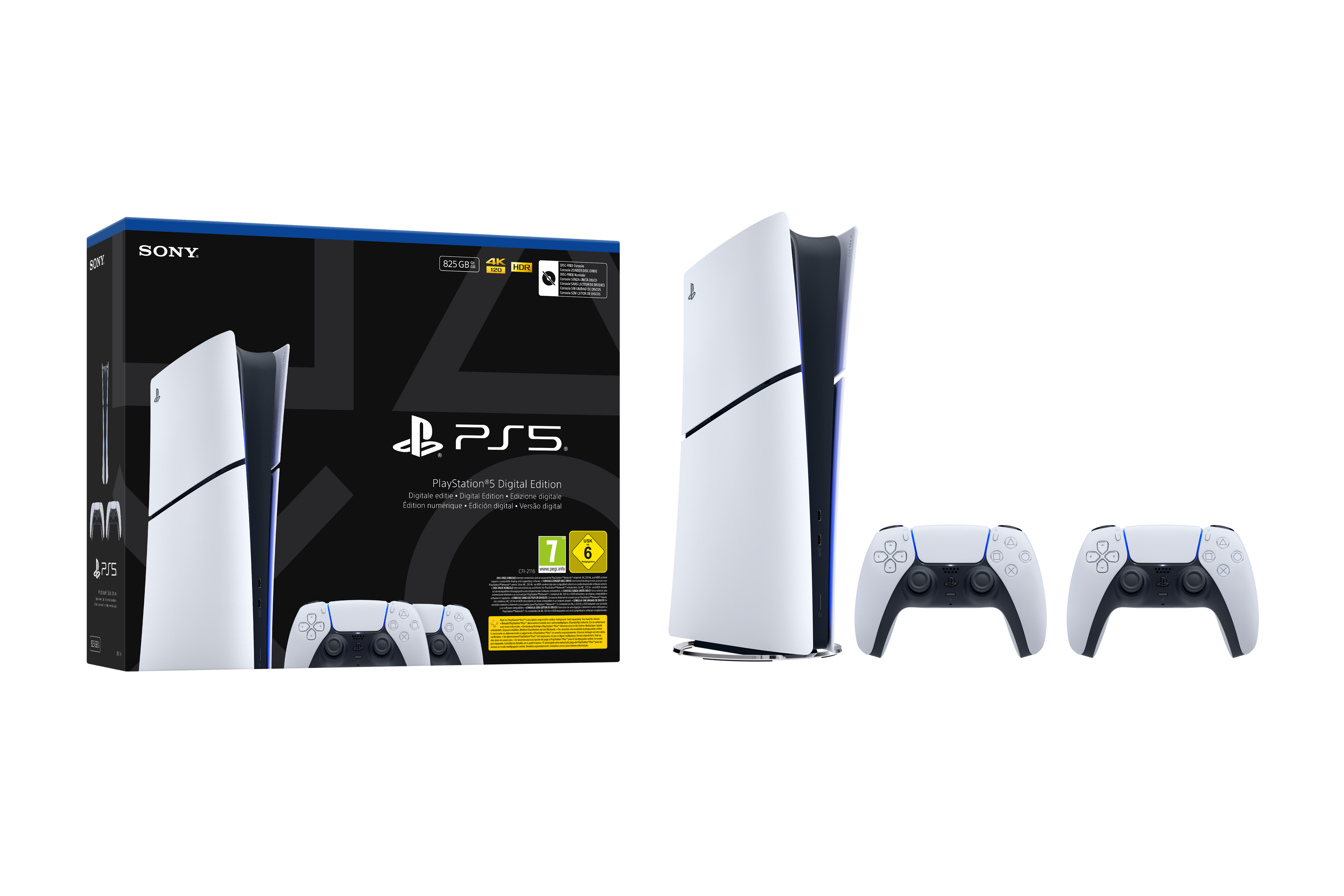 Ny: Sony Playstation 5 Slim Digital 825 GB, Wi-Fi, Sort, Hvid